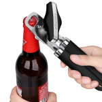 PAKITNER 3-in-1 Manual Can Opener - Safe Cut, Magnetic Lifter & Smooth Edge, Black