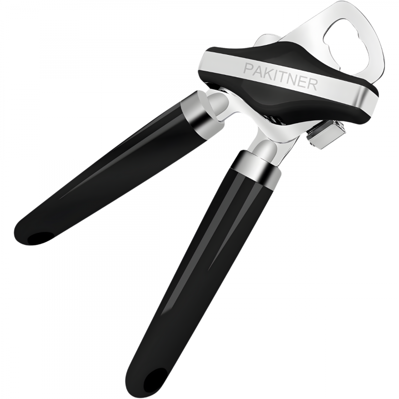 PAKITNER 3-in-1 Manual Can Opener - Safe Cut, Magnetic Lifter & Smooth Edge, Black