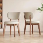 Senior Luxury Nordic Dining Chairs Set of 2 – Modern Two-Tone Crescent Back Accent Chairs for Restaurant & Home