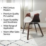 Mid-Century Modern Bentwood Dining Chairs Set of 2 – Walnut Plywood & White PU Leather Accent Chairs - Image 6