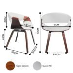 Mid-Century Modern Bentwood Dining Chairs Set of 2 – Walnut Plywood & White PU Leather Accent Chairs - Image 4