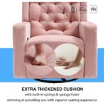 Oversized Swivel Rocker Recliner – Massage & Heat, Wide Seat, Cup Holders – Heavy Duty 330lbs Nursery Chair, Pink Fabric - Image 5
