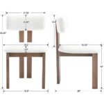 Mid-Century Modern Sherpa Dining Chairs Set of 2 – Open Back Accent Chairs with Distressed Wood Legs - Image 3
