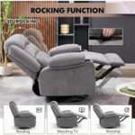 Swivel Rocker Recliner with Heat & Massage – Grey Oversized Single Sofa with USB Charging - Image 9