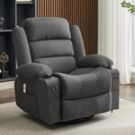 Swivel Rocker Recliner with Heat & Massage – Grey Oversized Single Sofa with USB Charging - Image 3