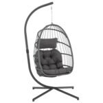 Folding Hanging Egg Chair with Stand – Portable Wicker Swing for Indoor & Outdoor - Image 2