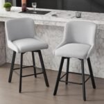 Modern Swivel Bar Stools Set of 2 – 26" Counter Height Upholstered Chairs with Widened Metal Legs - Image 6