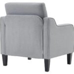 Mid-Century Modern Accent Chair – Light Grey Armchair with Scooped Arms - Image 4
