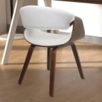 Mid-Century Modern Bentwood Dining Chairs Set of 2 – Walnut Plywood & White PU Leather Accent Chairs - Image 7