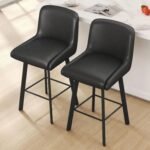 Modern Swivel Bar Stools Set of 2 – 26" Counter Height Upholstered Chairs with Widened Metal Legs - Image 4