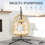 Patio Hanging Egg Chair with Stand – All-Weather Wicker Swing for Bedroom & Garden - Image 2