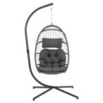 Folding Hanging Egg Chair with Stand – Portable Wicker Swing for Indoor & Outdoor - Image 7