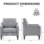 Mid-Century Modern Accent Chair – Light Grey Armchair with Scooped Arms - Image 2