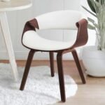 Mid-Century Modern Bentwood Dining Chairs Set of 2 – Walnut Plywood & White PU Leather Accent Chairs - Image 3