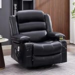 Swivel Rocker Recliner with Heat & Massage – Grey Oversized Single Sofa with USB Charging - Image 2