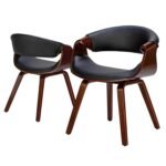 Mid-Century Modern Bentwood Dining Chairs Set of 2 – Walnut Plywood & White PU Leather Accent Chairs - Image 2