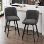 Modern Swivel Bar Stools Set of 2 – 26" Counter Height Upholstered Chairs with Widened Metal Legs - Image 3