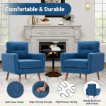 Mid-Century Modern Accent Chair – Blue Button-Tufted Linen Armchair - Image 4