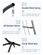 Hanging Egg Chair with Stand – Indoor/Outdoor Wicker Swing Chair with 350lb Capacity - Image 11