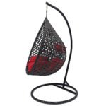 Black Rattan Hanging Egg Chair – Waterproof Outdoor Swing with Heavy-Duty Metal Stand - Image 6