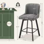 Modern Swivel Bar Stools Set of 2 – 26" Counter Height Upholstered Chairs with Widened Metal Legs - Image 8