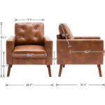 Cael Tufted Accent Armchair – Mid-Century Vegan Leather Reading Chair with Solid Wood Legs - Image 2