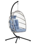 Hanging Egg Chair with Stand – Indoor/Outdoor Wicker Swing Chair with 350lb Capacity - Image 5