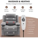 Swivel Rocker Recliner with Heat & Massage – Grey Oversized Single Sofa with USB Charging - Image 10