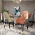 Set of 2 Luxurious High-Back Dining Chairs – Microfiber & Silicone Leather Accent Seats with Quilted Design - Image 3
