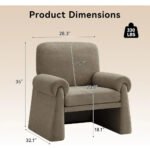 Oversized Chenille Accent Chair – Grey Armchair with 7-Inch Wide Armrests - Image 2