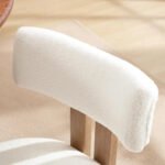 Mid-Century Modern Sherpa Dining Chairs Set of 2 – Open Back Accent Chairs with Distressed Wood Legs - Image 7