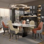 Set of 2 Luxurious High-Back Dining Chairs – Microfiber & Silicone Leather Accent Seats with Quilted Design - Image 6