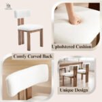 Mid-Century Modern Sherpa Dining Chairs Set of 2 – Open Back Accent Chairs with Distressed Wood Legs - Image 6