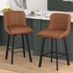 Modern Swivel Bar Stools Set of 2 – 26" Counter Height Upholstered Chairs with Widened Metal Legs - Image 5