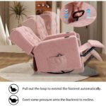 Oversized Swivel Rocker Recliner – Massage & Heat, Wide Seat, Cup Holders – Heavy Duty 330lbs Nursery Chair, Pink Fabric - Image 6