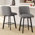 Modern Swivel Bar Stools Set of 2 – 26" Counter Height Upholstered Chairs with Widened Metal Legs - Image 11