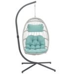 Folding Hanging Egg Chair with Stand – Portable Wicker Swing for Indoor & Outdoor - Image 4