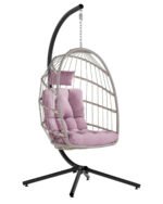 Hanging Egg Chair with Stand – Indoor/Outdoor Wicker Swing Chair with 350lb Capacity - Image 7