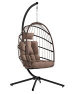 Hanging Egg Chair with Stand – Indoor/Outdoor Wicker Swing Chair with 350lb Capacity - Image 3