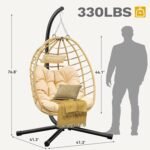 Patio Hanging Egg Chair with Stand – All-Weather Wicker Swing for Bedroom & Garden - Image 5