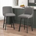 Modern Swivel Bar Stools Set of 2 – 26" Counter Height Upholstered Chairs with Widened Metal Legs - Image 2