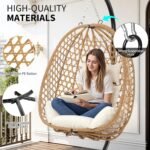 Wicker Hanging Egg Chair with Stand – 350lb Capacity All-Weather Hammock Swing - Image 9