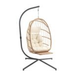 Folding Hanging Egg Chair with Stand – Portable Wicker Swing for Indoor & Outdoor - Image 3