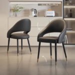 Italian Luxury Minimalist Dining Chair – Modern Saddle Leather Cantilever Accent Chair for Living Room & Dining