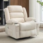 Swivel Rocker Recliner with Heat & Massage – Grey Oversized Single Sofa with USB Charging - Image 6