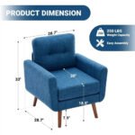 Mid-Century Modern Accent Chair – Blue Button-Tufted Linen Armchair - Image 2