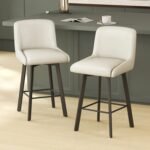 Modern Swivel Bar Stools Set of 2 – 26" Counter Height Upholstered Chairs with Widened Metal Legs