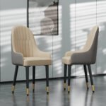 Set of 2 Luxurious High-Back Dining Chairs – Microfiber & Silicone Leather Accent Seats with Quilted Design