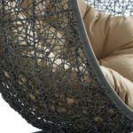 Hideaway Outdoor Patio Swing Chair – Gray Mocha Wicker Egg Chair with Stand - Image 6