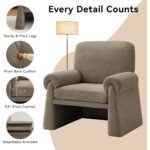 Oversized Chenille Accent Chair – Grey Armchair with 7-Inch Wide Armrests - Image 5